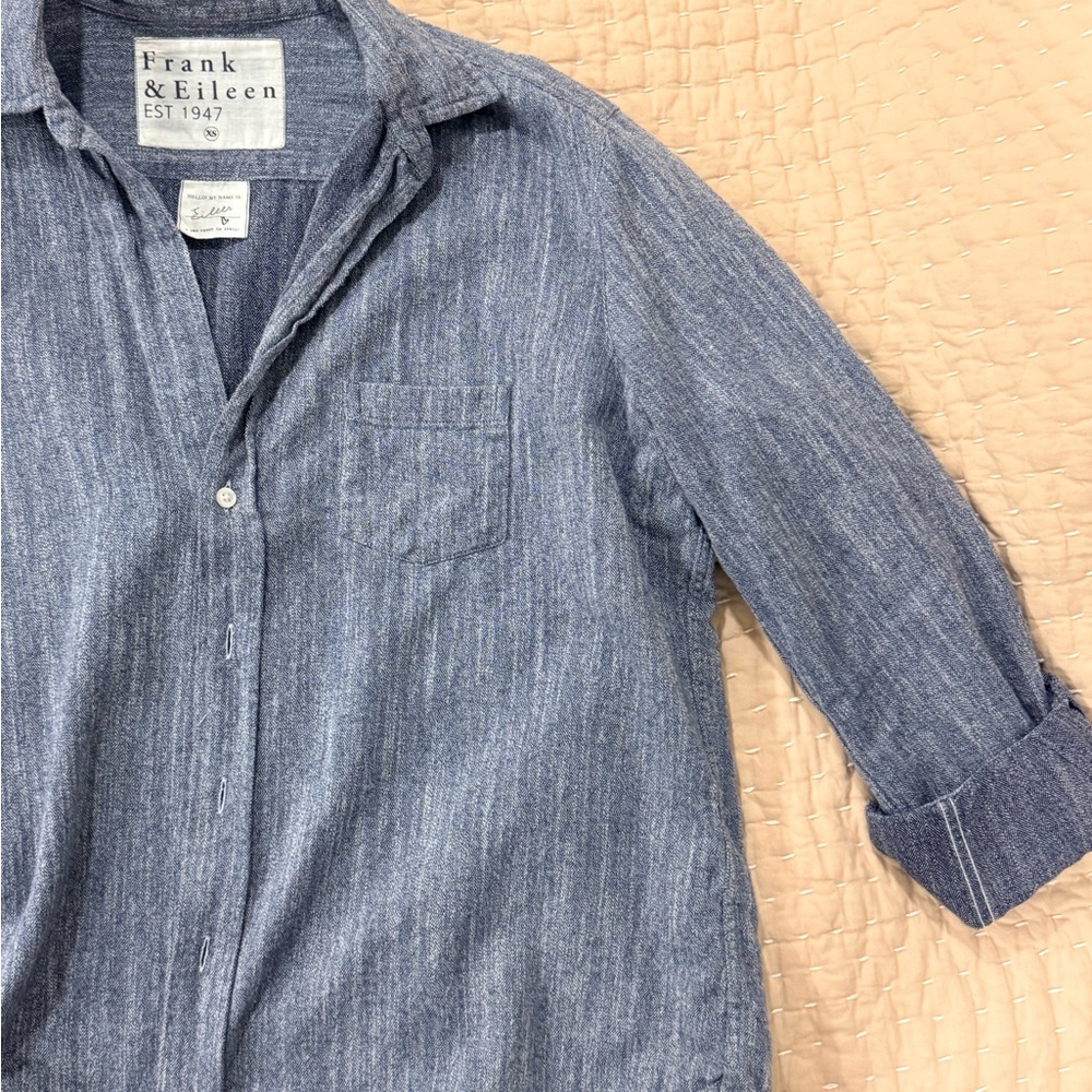 Frank & Eileen “Eileen” Chambray Blue flannel button up Shirt